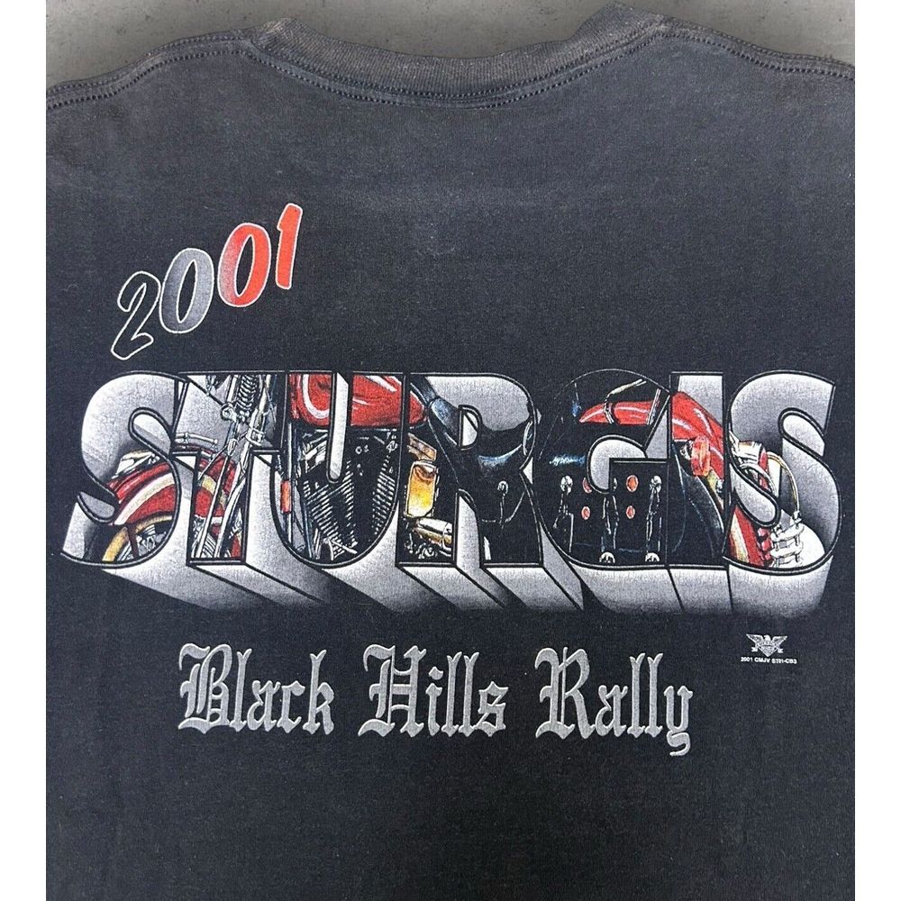 VTG Y2K 2001 XL Sturgis Black Hills‎ Rally T Shirt Eagle American Biker - Picture 6 of 10